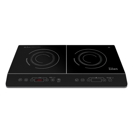 Plita inductie dubla 3500W, Zilan ZLN8088, 10 trepte temperatura, oprire automata, timer 3h, geam cristal negru