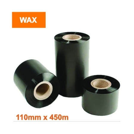 Ribon transfer termic 110x450 m ceara (Wax), INK OUT, diametru interior 1", compatibil multi-brand, Ambalare CUTIE 1 role