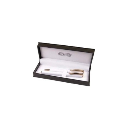 S2362 - Set cadou stilou + pix Cresco Classic 830019 CL-06, corp metalic alb clips auriu,