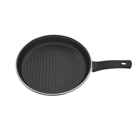 Tigaie grill ZILAN, 28cm, aluminiu interior PTFE Teflon EcoSafe Non Stick, maner ebonita, ZLN2126, negru
