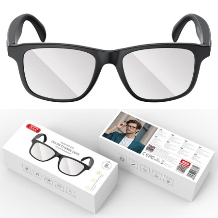 XO E12 - Ochelari Smart Audio, Lentile Anti Blue-Ray, BT 5.3, 100h Stand-by, Negru