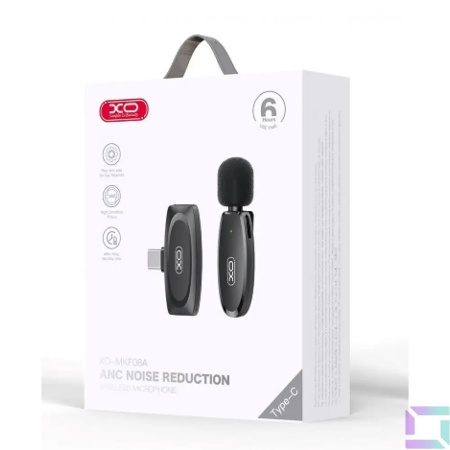 XO MKF08A – Lavaliera/Microfon wireless Type-C 2.4G cu reducere zgomot AI, negru