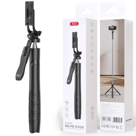 XO SS15 – Suport selfie tripod pentru telefon BT cu brat telescopic 180cm Steady Shot, negru