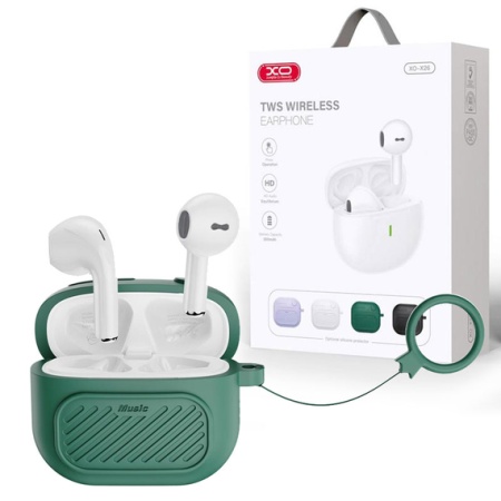 XO X26 – Casti wireless Ear Buds Bluetooth 5.1 cu Husa si Lanyard, verde