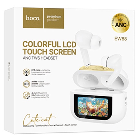 Casti wireless In Ear HOCO EW88 – Bluetooth 5.4, ANC, touchscreen, baterie 300mAh, alb