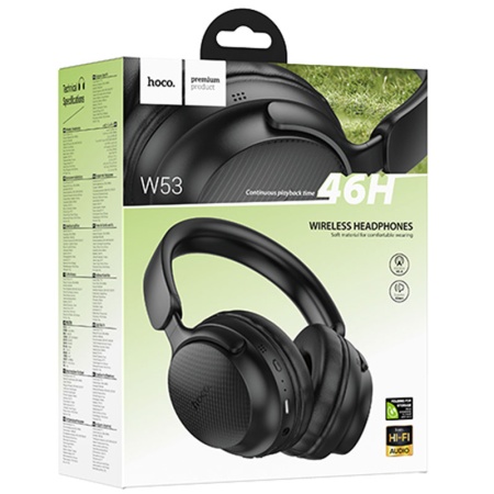 Casti wireless OverEar HOCO W53 pentru gaming – Bluetooth 5.4, baterie 400mAh, autonomie 46h, negru