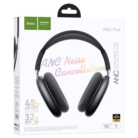 Casti Wireless OverEar HOCO W65 Plus, Bluetooth 5.4, 400mAh, ANC, 45h, SPACE GRAY
