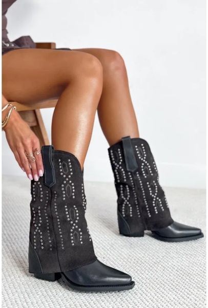 Cizme piele naturala, toc 6 cm, varf ascutit, negru – ambalate cutie 8 buc (36-1, 38-2, 39-2, 40-1)