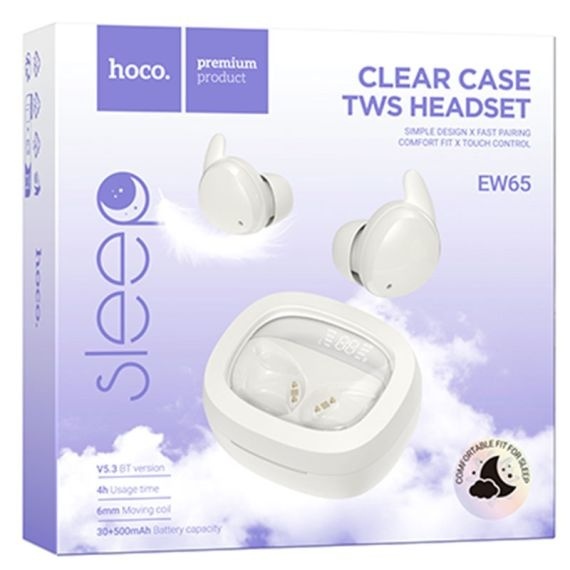 Hoco EW65- Casti Wireless, Ear Buds, Bluetooth 5.3, 180h StandBy, Noise Cancelling, 500mAh, Alb