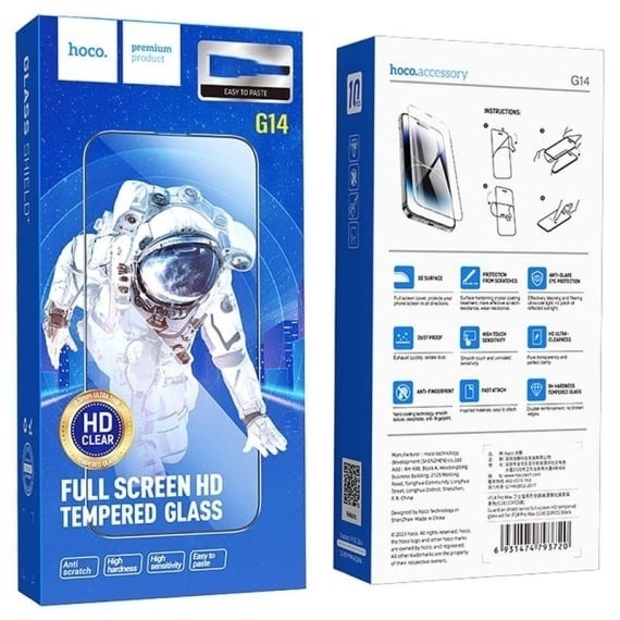 Hoco G14- Folie protectie Clear, iPhone 15 - Glass Guardian, [10 buc]