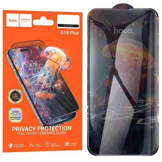 Hoco G18- Folie protectie privacy pentru APPLE iPhone 16 Plus - Glass HD Shield,