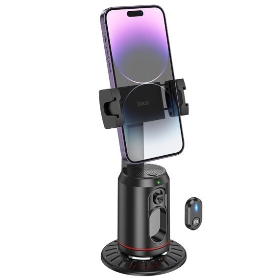 Hoco K23 - Suport tip Selfie, Face Auto-Tracking, 1200mAh, Rotativ 355°, telecomanda de control, Lotus, Negru