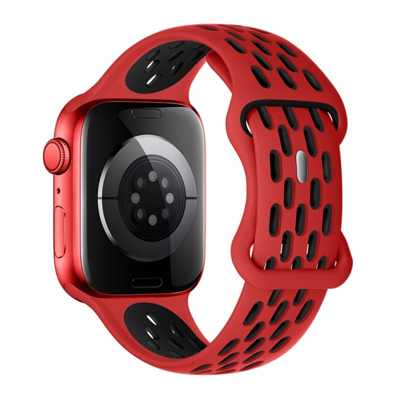 Hoco WA19 - Curea pentru iWatch, Sport, Silicon, Compatibil 38/40/41mm, Negru-Rosu