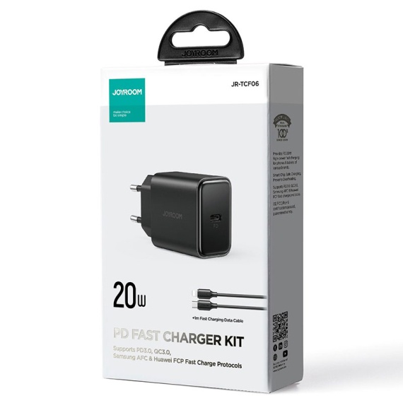 Joyroom JR-TCF06 - Incarcator Retea + Cablu Lightning, 20W, 1xUSB-C, PD, Negru