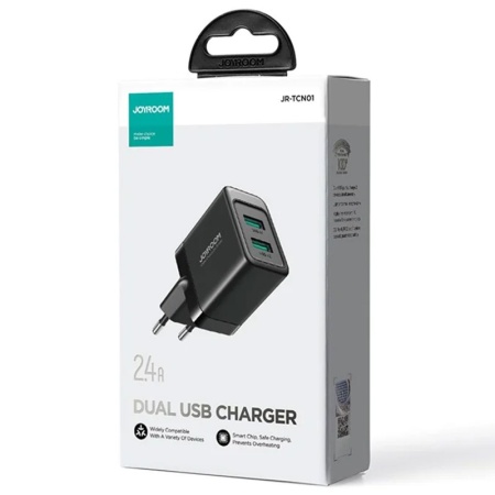 Joyroom JR-TCN01 - Incarcator Retea, 2 x USB-A, 12W, QC 3.0, Negru