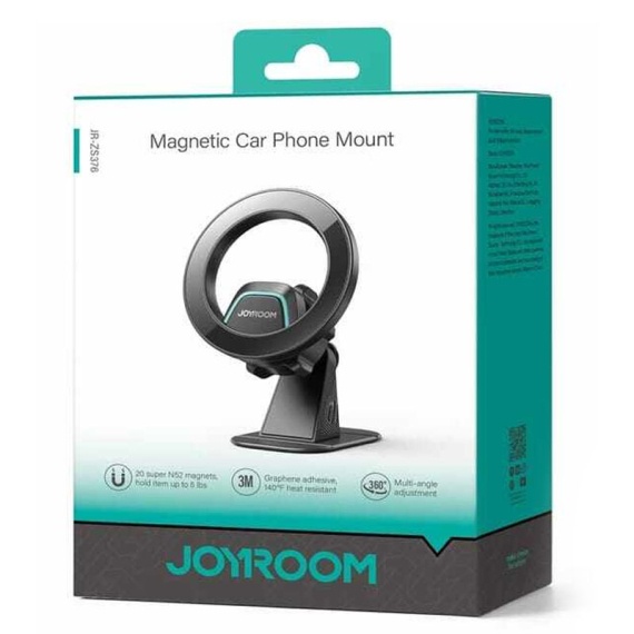 Joyroom JR-ZS376 - Suport Auto, Magnetic, montaj Bord, MultiAngle, Metallic, Negru