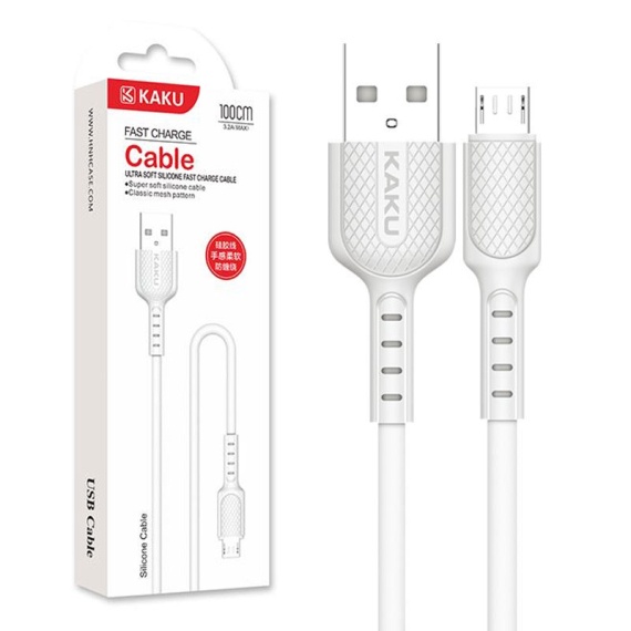 Kaku KSC-111 - Cablu Date si Incarcare, USB la MicroUSB, 2.4A, 1m, Alb