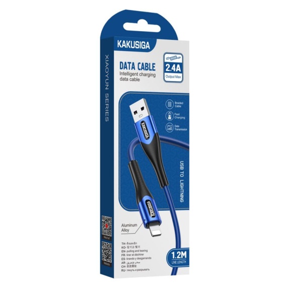 Kaku KSC-724 - Cablu Date si Incarcare, USB la Lightning, 18W, 2.4A, 1.2m, Albastru