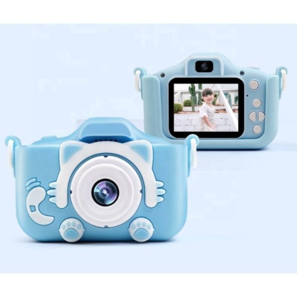OEM KidsCam 2.0 - Camera Foto/Video copii 2 inch, HD dual lens, silicon albastru,