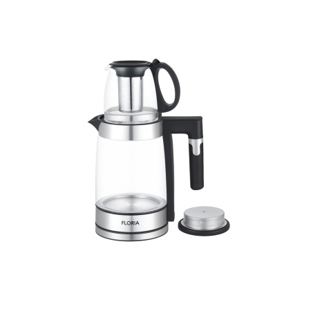 Set Fierbator electric + Ceainic Floria ZLN1757 – 1500W, 1.8L + 1.2L, sticla borosilicata, infuzor pentru ceai, oprire automata