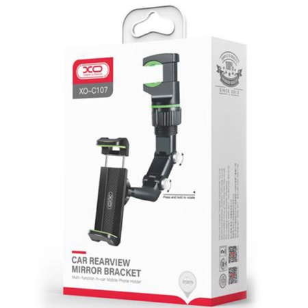 XO C107 – Suport auto cu cleme laterale pentru montaj oglinda retrovizoare MultiAngle cu brat flexibil MultiFunction, negru