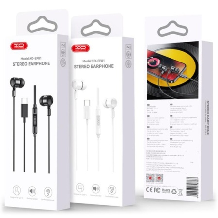 XO EP81 – Casti cu fir In Ear USB-C 1.2m, digital, alb
