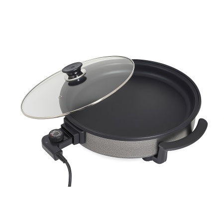 Zilan ZLN7870 – Tigaie electrica rotunda 38 cm, 1500W, pizza grill, capac sticlă, non-stick