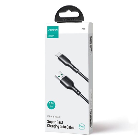 Cablu USB-C la Type-C, 1m Joyroom A26-AC3 – incarcare rapida 3A, transfer date, durabil, negru