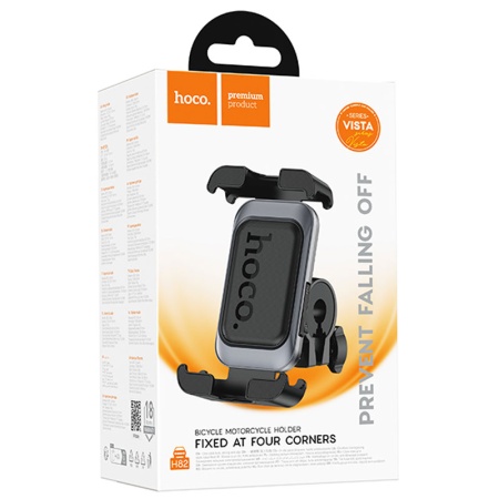 Hoco H82 – Suport moto/bicicleta cu cleme laterale pentru ghidon, Fixed Corners, metalic, gri