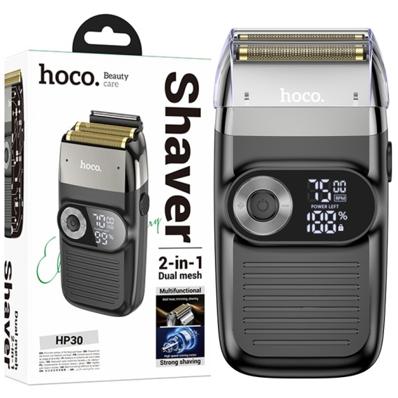 Hoco HP30 - Aparat, de ras barba, portabil, 1400mAh, 3 viteze, Display LED, Travel Dual Mesh, Negru