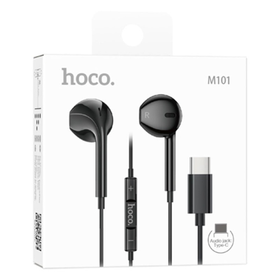 Hoco M101 - Casti cu Fir, In Ear, Type-C, 1.2m, Mic & Volume Key, HiFi, Negru