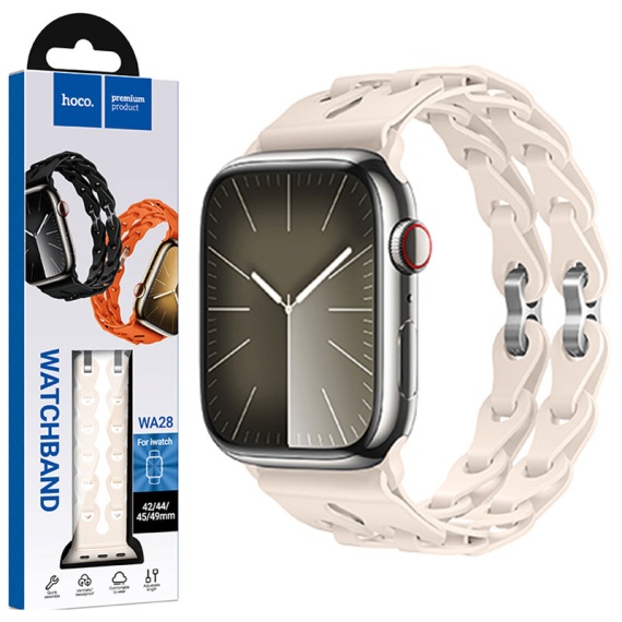 Hoco WA28 - Curea silicon, pentru iWatch, Universal Size - 42/44/45/49mm, Flexibile Band, Hollow, Crem