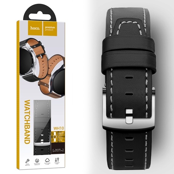 Hoco WH10 - Curea eco-leather, 20 mm, pentru ceasuri, GT Original Series, Negru