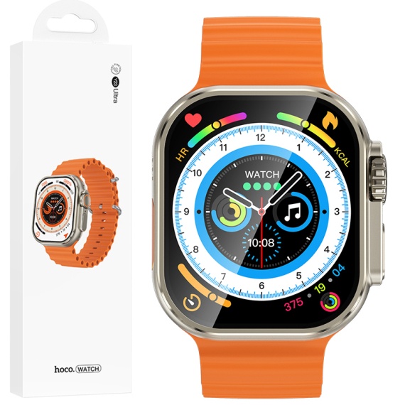 Hoco Y23 Ultra - Ceas SmartWatch, Sport, BT 5.3, functie de apel, 300mAh, Multilanguage, Auriu Titanium