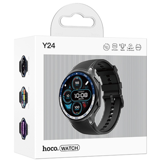Hoco Y24 - Ceas SmartWatch, Sport, BT 5.3, AMOLED functie de apel, 390mAh, Multilanguage, Negru