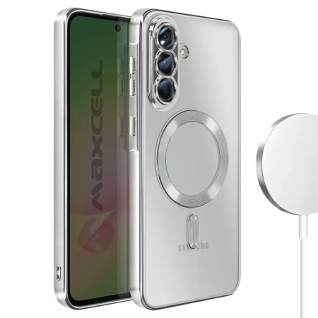 Husa Plating pentru Samsung Galaxy A17, MAXCELL MagCase, TPU Clear, protectie bumper, SILVER