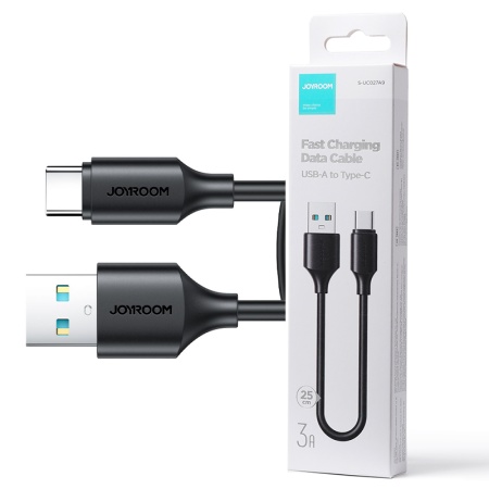 Joyroom S-A9 - Cablu USB-A la USB-C 3A Fast Charge 25cm LongLasting Negru