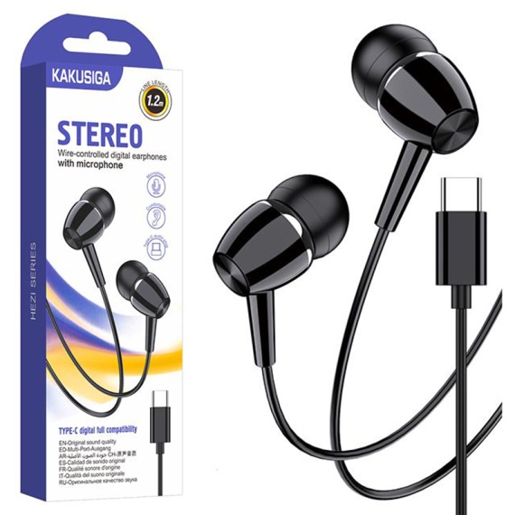 Kaku KSC-1296 - Casti cu Fir, In Ear, Type-C, 1.2m, Mic & Volume Key, Negru