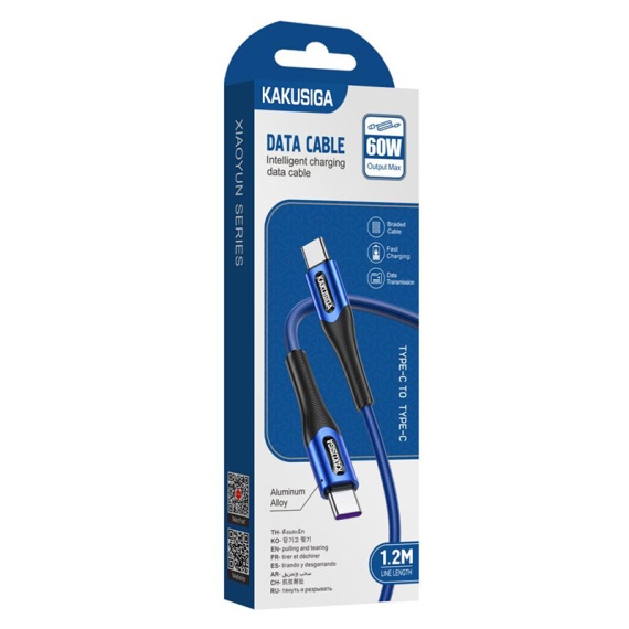 Kaku KSC-724 - Cablu Date si Incarcare, Type-C, PD60W, QC3.0, 3A, 1.2m, Albastru