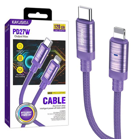 Kaku KSC-972 - Cablu Date si Incarcare, USB la Lightning, 3A, Smart On-Off, Braided, 1m, Violet