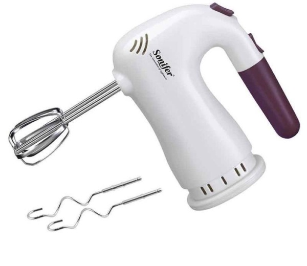 Mixer manual 150W, 5 Viteze, 4 palete din otel inoxidabil, Alb