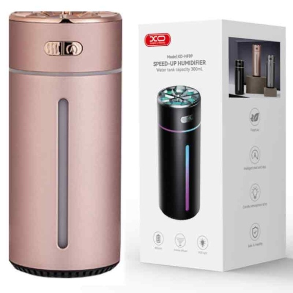 XO HF09 - Umidificator casa/auto, tip spary, 800mAh, Ambiental Light, Night Cool Atmosphere, Roz