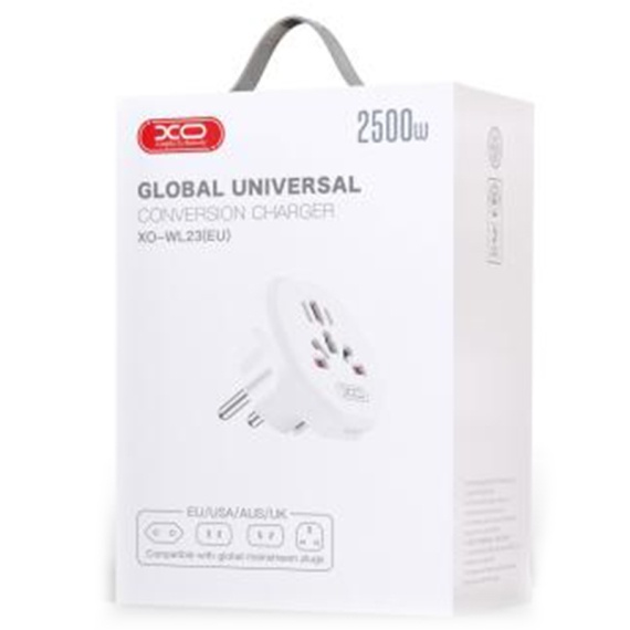 XO WL23 - Adaptor de priza, Universal, EU la multiple Standarde, Alb