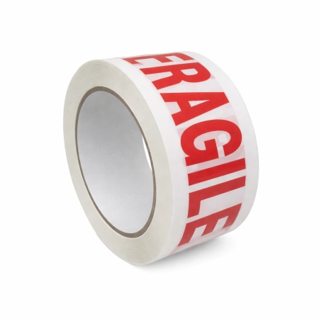 Banda adeziva ambalare FRAGIL, 48mm x 91m, inscriptionata, B1239, alb - cutie 36 buc