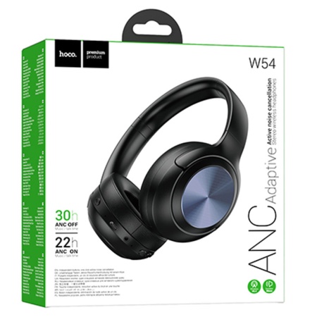 Casti wireless OverEar HOCO W54 pentru gaming – Bluetooth 5.4, ANC, baterie 400mAh, autonomie 30h, negru