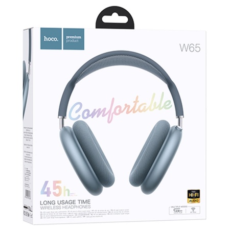 Casti Wireless OverEar HOCO W65, Bluetooth 5.4, 400mAh, 45h, AUX, BLUE