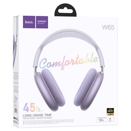 Casti Wireless OverEar HOCO W65, Bluetooth 5.4, 400mAh, 45h, AUX, PURPLE
