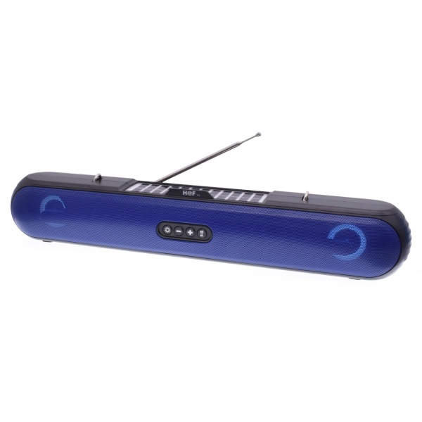 F3 - Boxa Radio Portabil, Incarcare Solara, Lumini, Bluetooth, Card, USB-A, AUX, Albastru