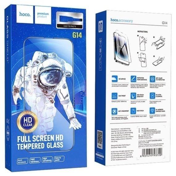 Hoco G14- Folie protectie Clear, iPhone 14 Pro - Glass Guardian, [10 buc]
