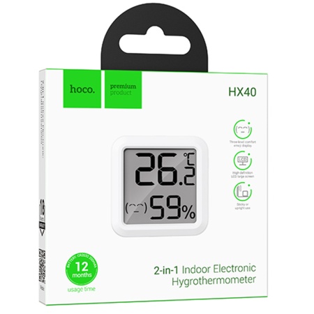 Hoco HX40 – Ceas electronic si statie meteo de interior LCD Crystal, 30s refresh, alb